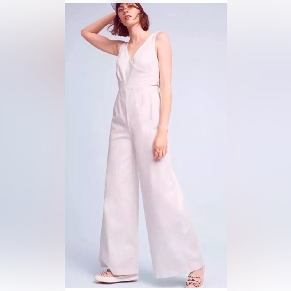 Anthropologie Pale Pink Wide-Leg Jumpsuit